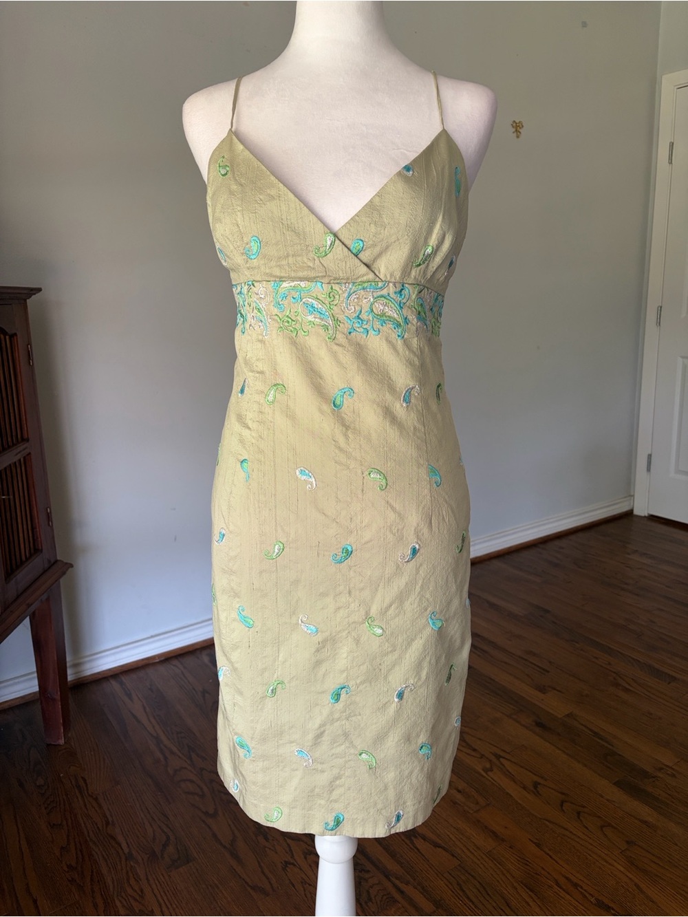 Vintage Y2K Fairy Embroidered Dress with Teal + Mint Paisley detail